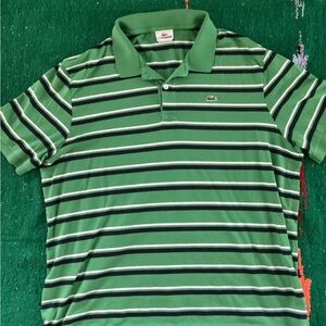 Lacoste Polo with Green and Navy and white Stripes- SZ 8 XXXL
